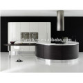 Timber veneer mixed lacquer round shape design high quality kitchen cabinet